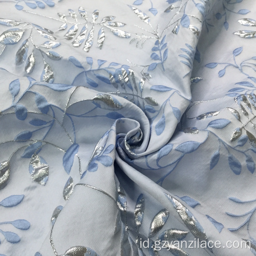 Kain Tekstil Jacquard Brocade Biru Muda